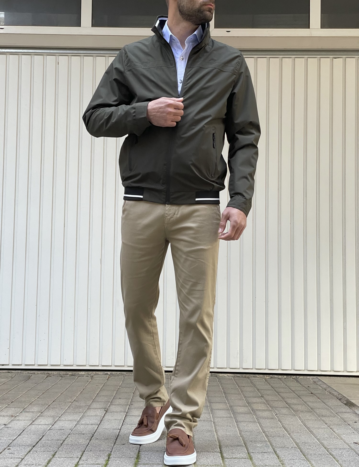 Ανδρικό χακι Jacket με γιακά WS10160P φωτογραφία